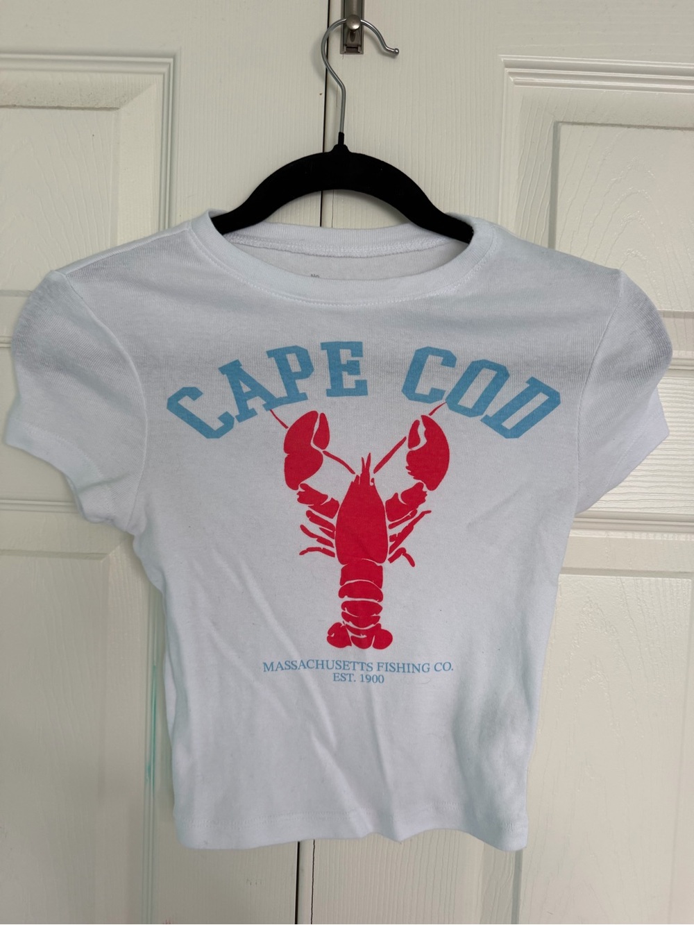 XXS Juniors Size No Boundaries Cape Cod Lobster Graphic  Tee - White & Red